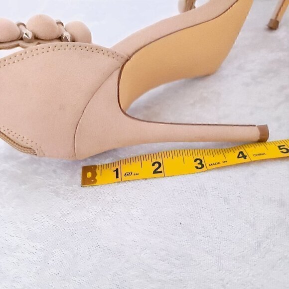Olivia Ferguson Tan Microsuede 4.5 Inch Stiletto Open Toe Shoe, Size 7.5 - Picture 7 of 10